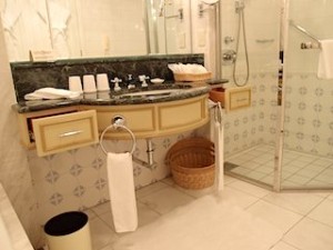 ホテルグランパシフィックLE DAIBAの部屋の洗面台とシャワー室