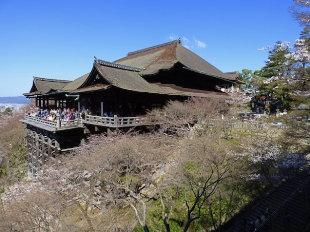 清水寺全景、春の季節、桜をみながら